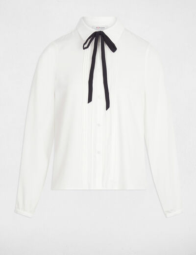 Chemise fluide col claudine blanc femme
