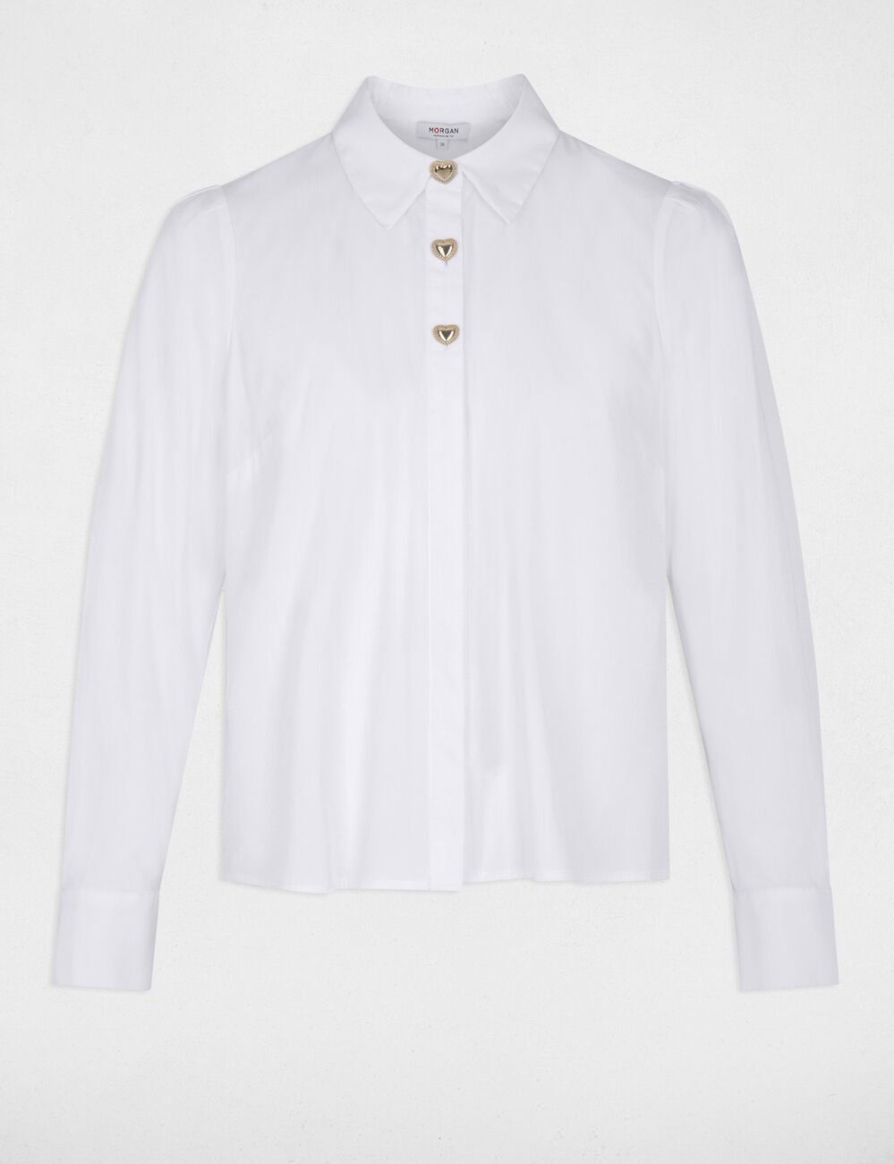 Chemise droite col &agrave; revers blanc femme