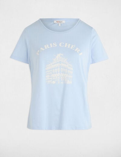 T-shirt à inscription bleu ciel femme