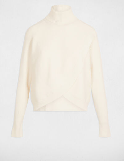 pull manches longues effet croise ivoire femme Pull manches longues effet croisé ivoire femme