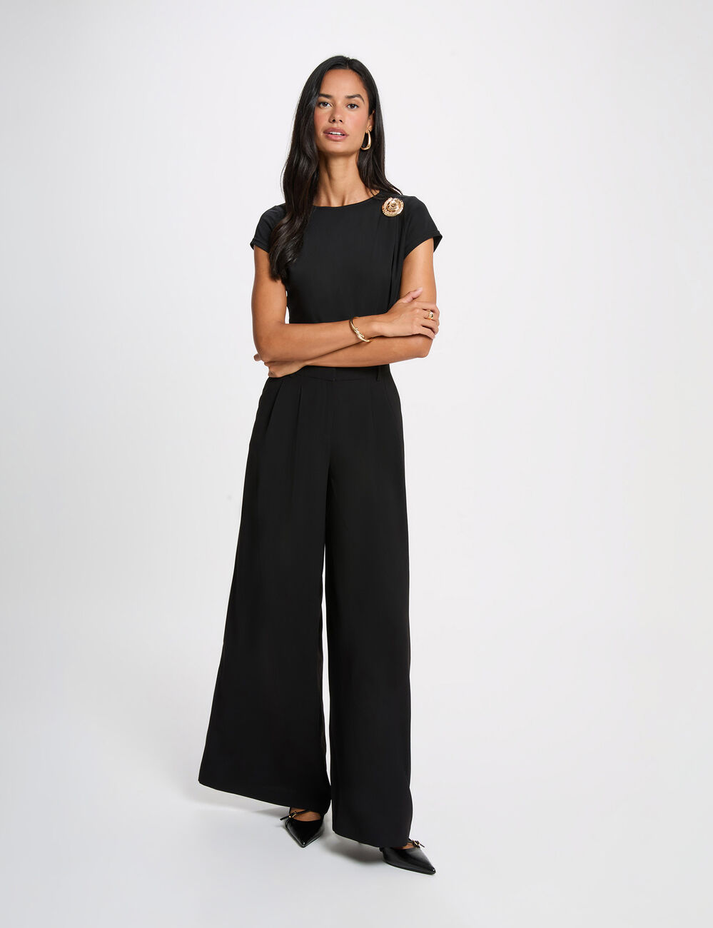 T-shirt col rond noir femme
