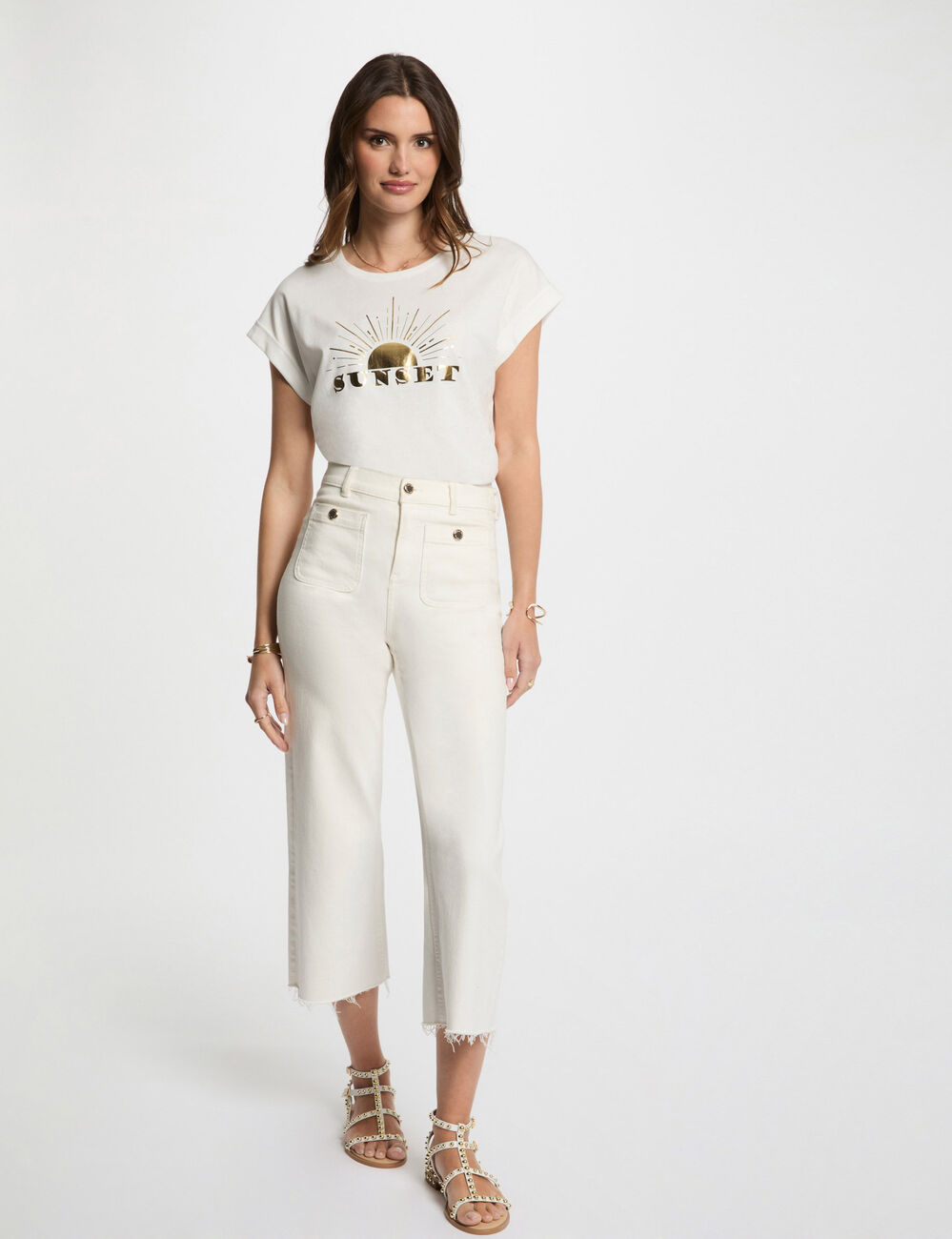 T-shirt met opschrift helder wit vrouw