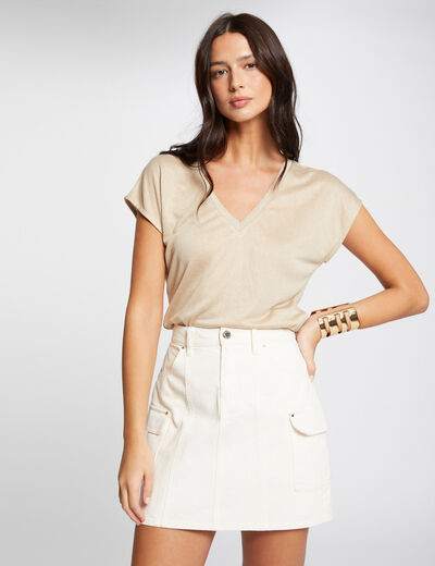 T-shirt met korte mouwen zand vrouw