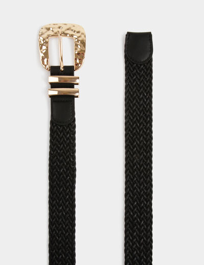 Ceinture tressée noir femme