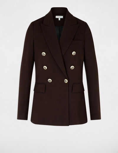 Blazer ajust&eacute; manches longues marron fonc&eacute; femme