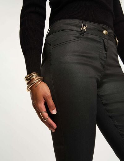 Pantalon bootcut enduit noir femme