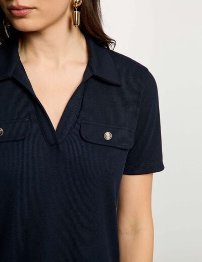 T-shirt manches courtes bleu marine femme