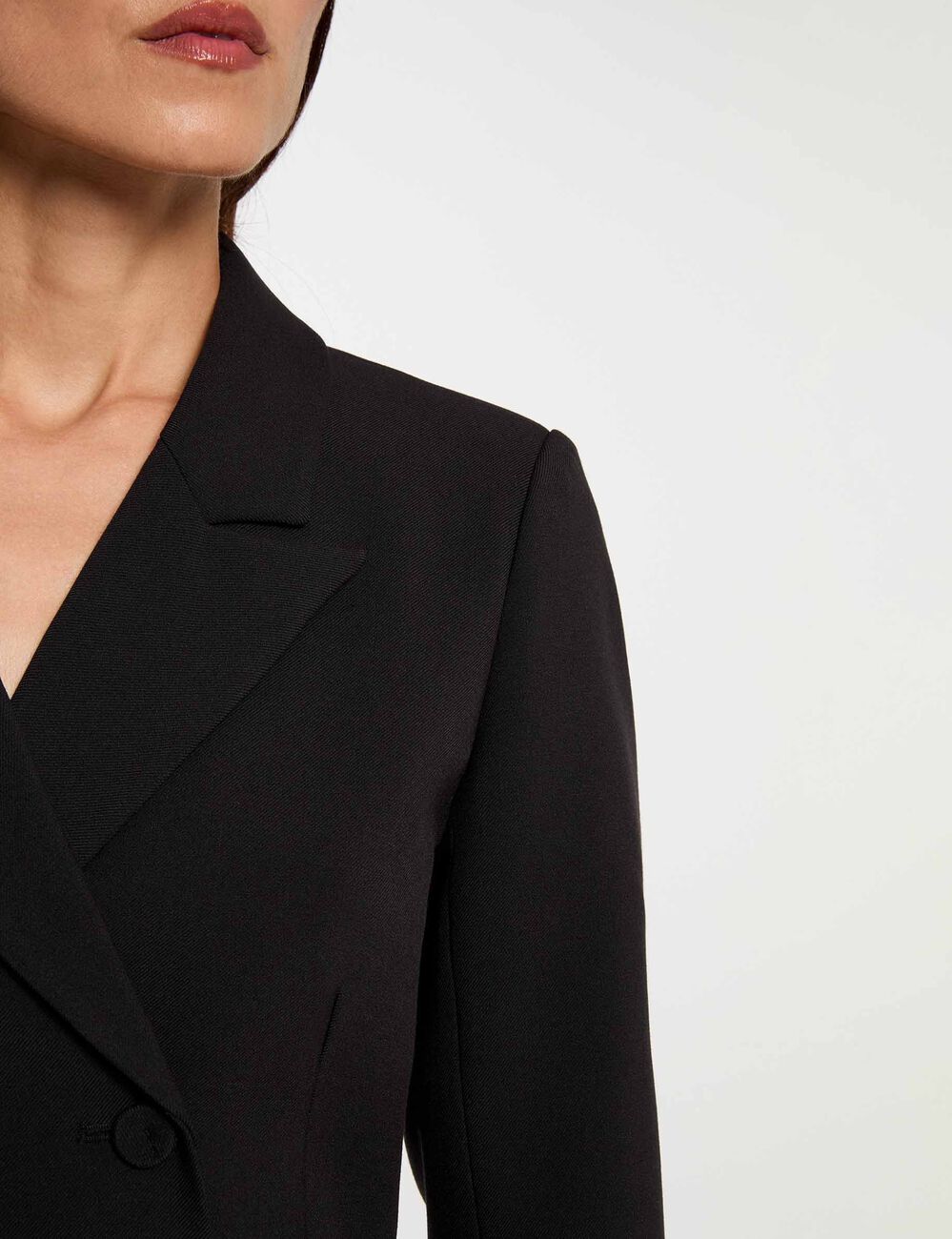 Robe courte col &agrave; revers noir femme