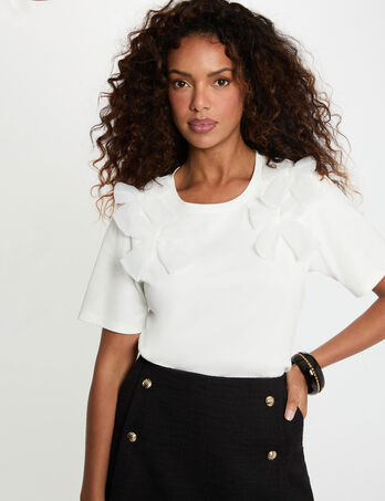 T-shirt col rond blanc femme