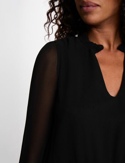 Robe courte voile noir femme