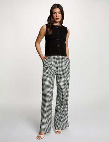 Pantalon large &agrave; plis noir femme