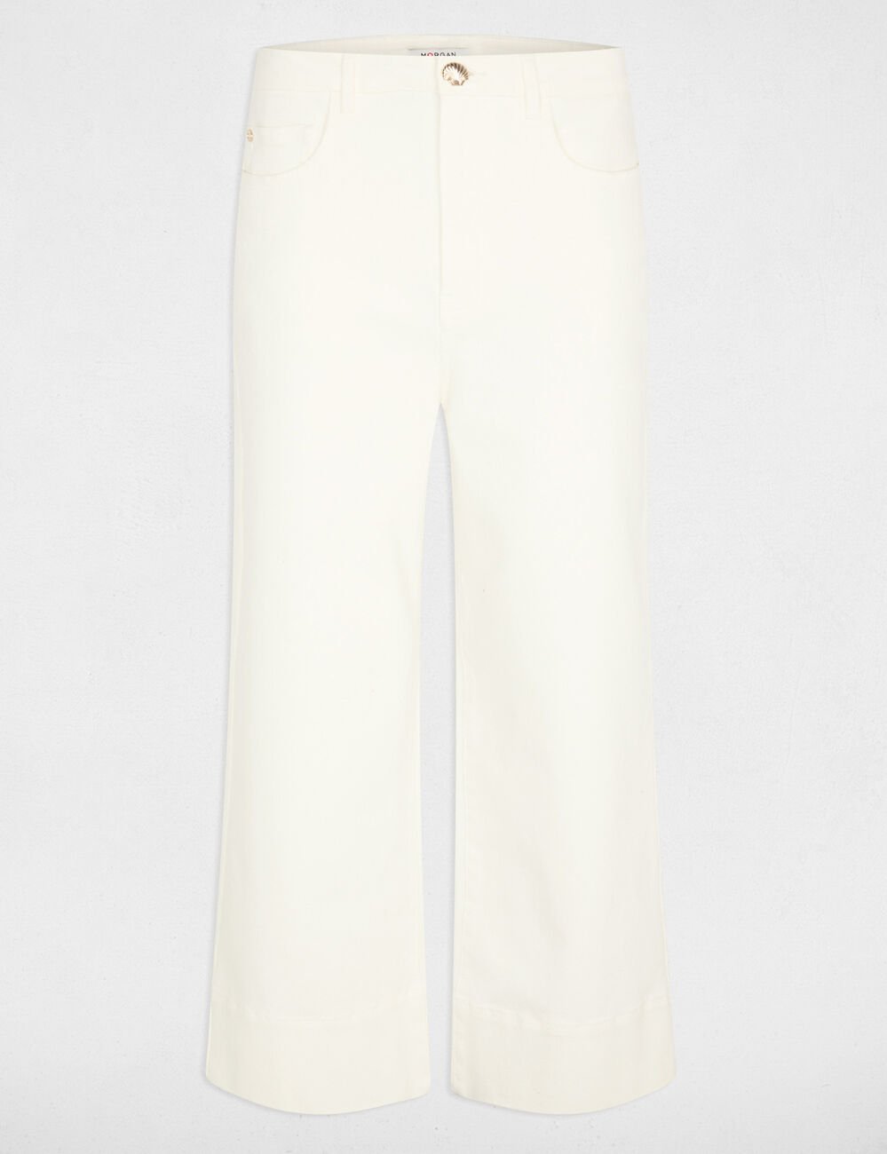 Wijde high-waist broek helder wit vrouw