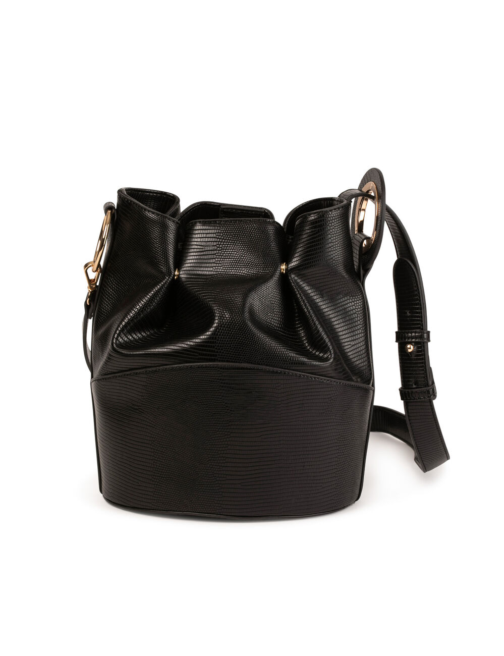 Sac seau aspect python noir femme