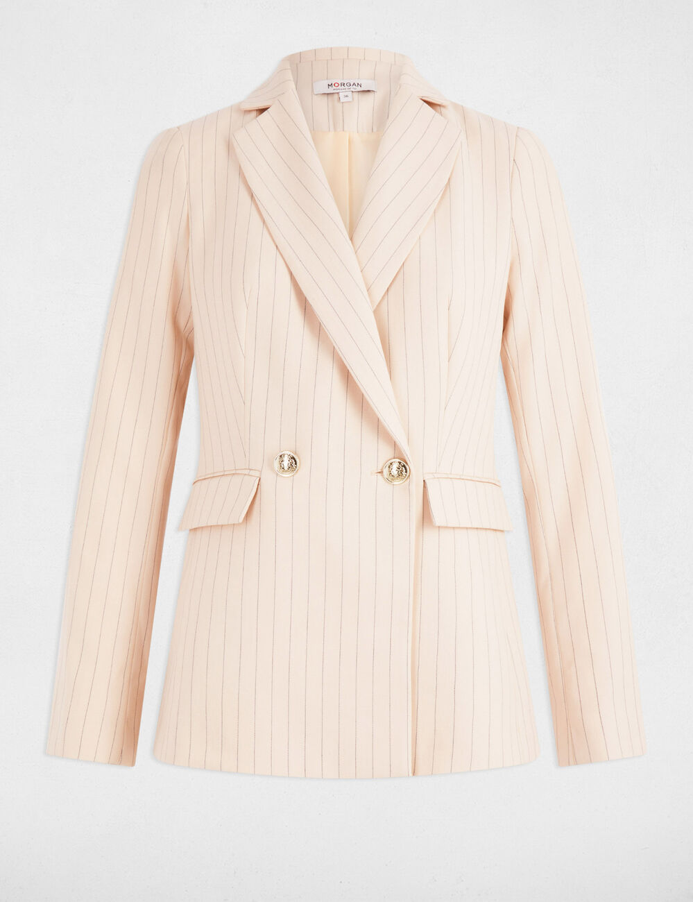 Getailleerde gestreepte blazer lichtroze vrouw