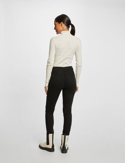 Pull manches longues &agrave; col roul&eacute; ivoire femme