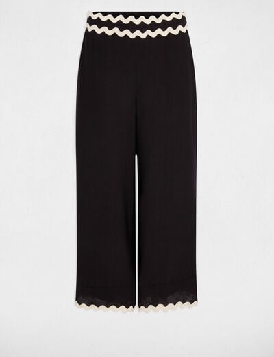 Pantalon large 7/8 noir femme