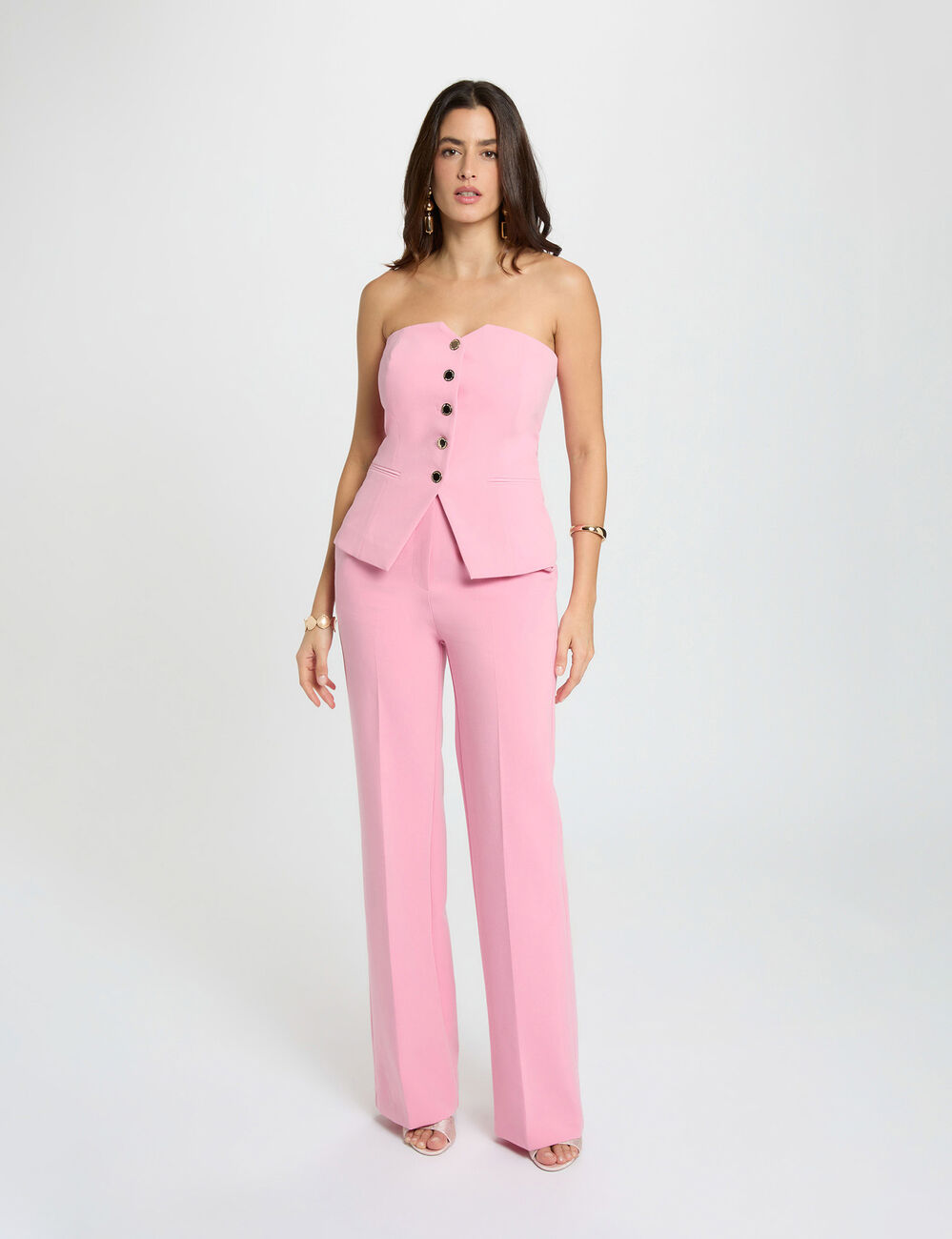 Bustier cintr&eacute; sans manches rose clair femme