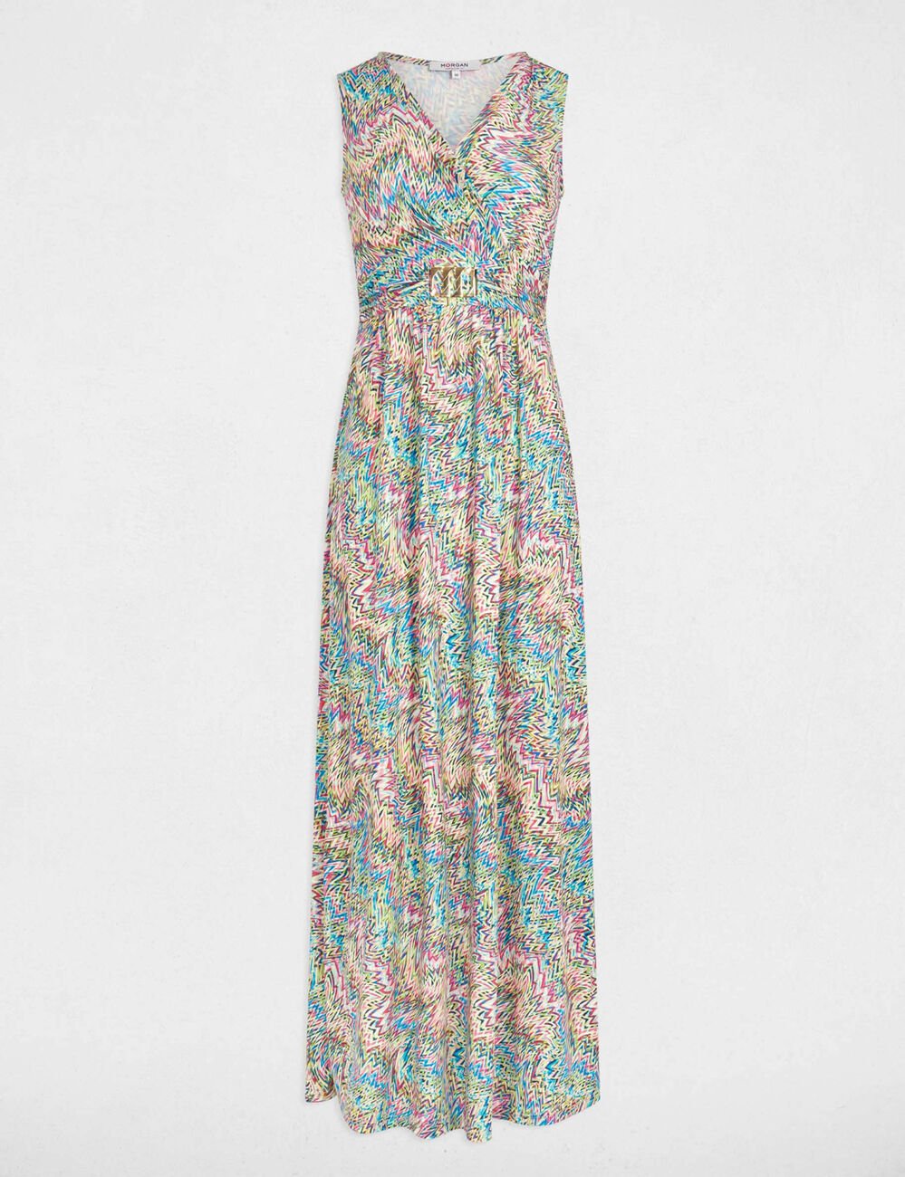 Robe longue droite imprim&eacute;e multicolore femme