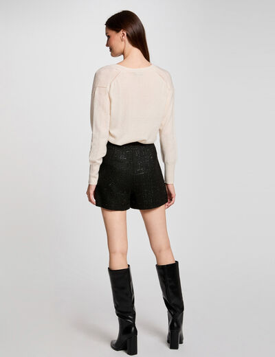 Nauwsluitende tweed short zwart vrouw