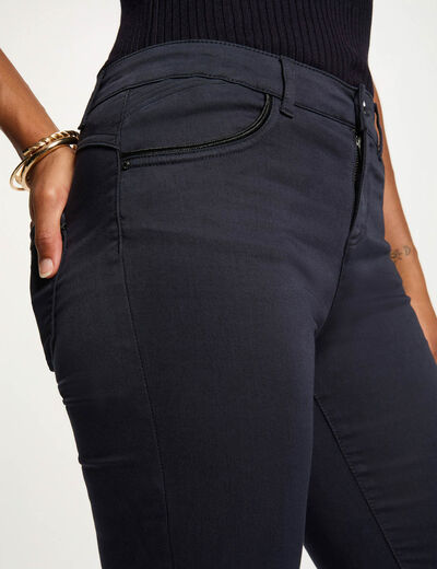Pantalon slim enduit bleu marine femme