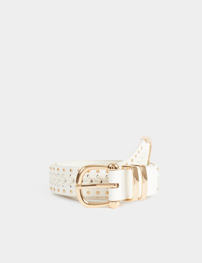 Ceinture croco avec clous blanc femme