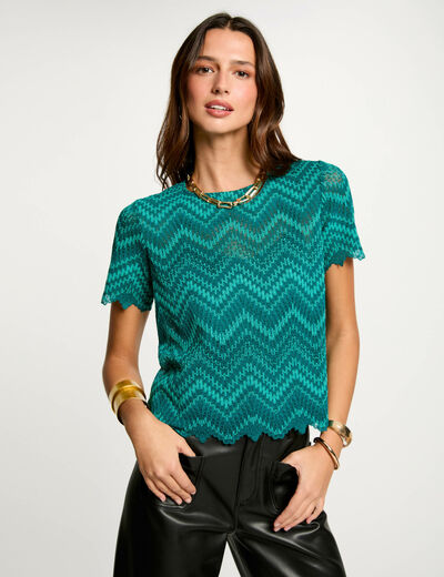 T-shirt manches courtes bleu canard femme