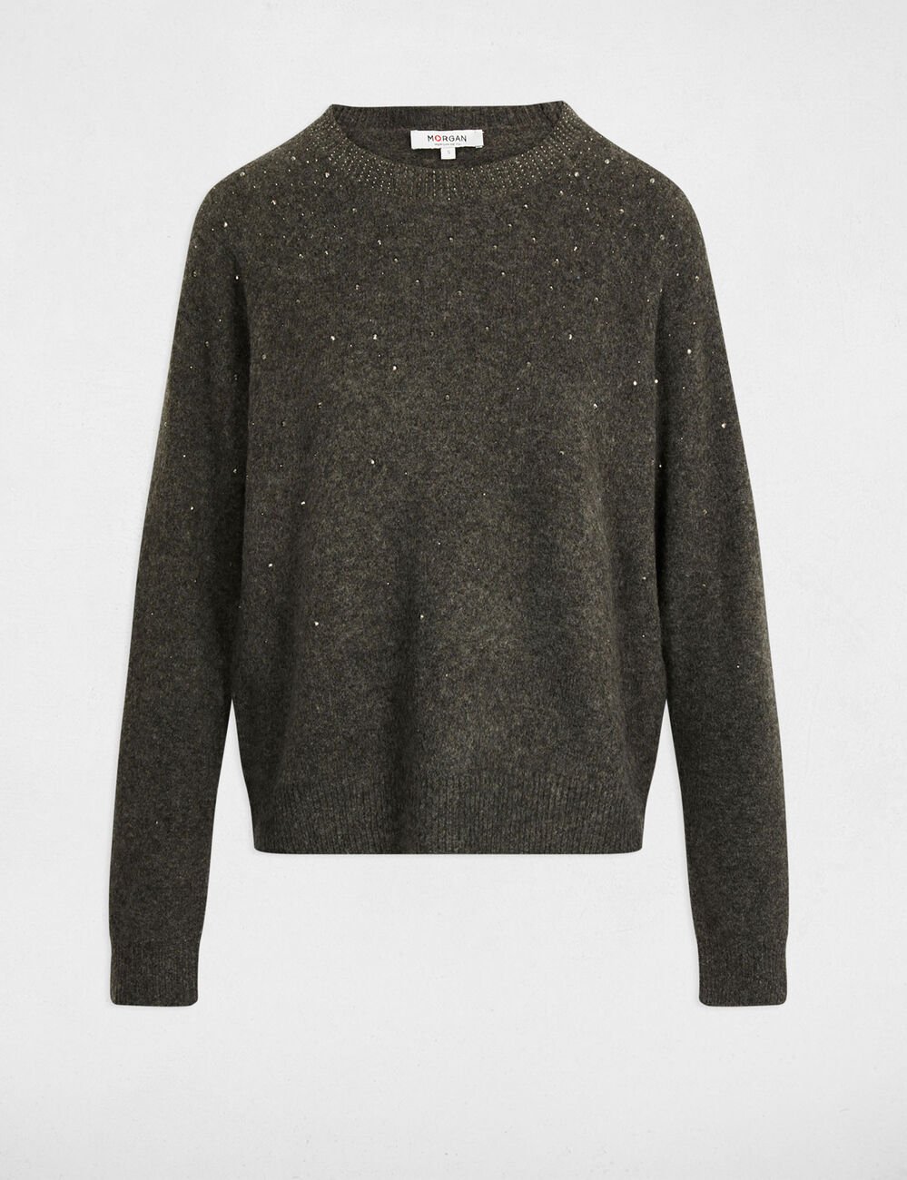 Getailleerde trui met strass donkergrijs vrouw