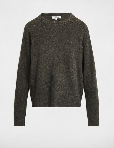 getailleerde trui met strass donkergrijs vrouw Getailleerde trui met strass donkergrijs vrouw