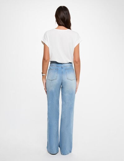 T-shirt brod&eacute; blanc femme