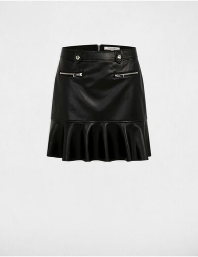 Jupe courte simili cuir noir femme