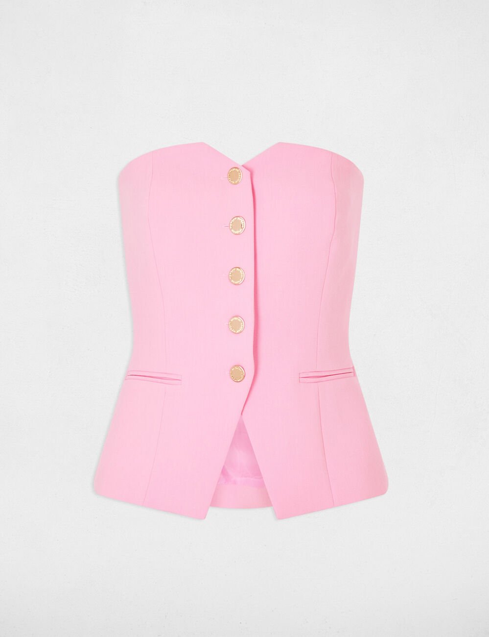 Getailleerde mouwloze bustier lichtroze vrouw