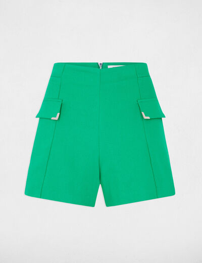 Short ajusté avec rabats vert femme