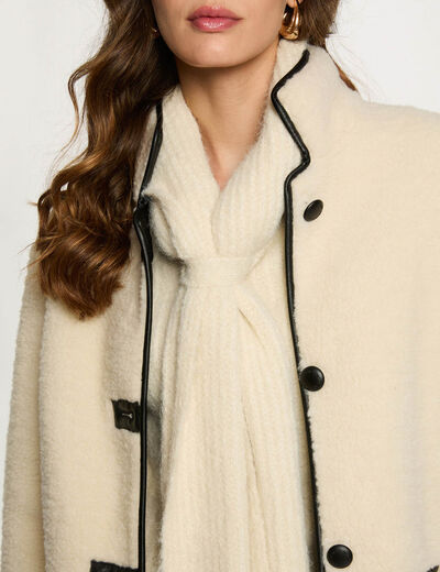 Oversized pluizige jas beige vrouw