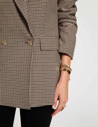 Rechte blazer met reverskraag bruin vrouw
