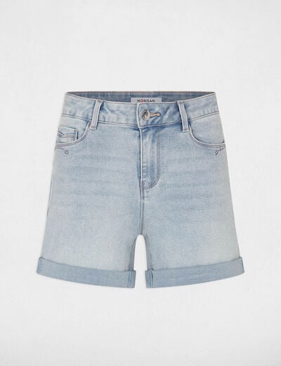 Rechte denim short gebleekt denim vrouw