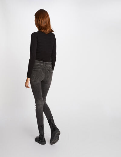 Pull manches longues avec col roul&eacute; noir femme