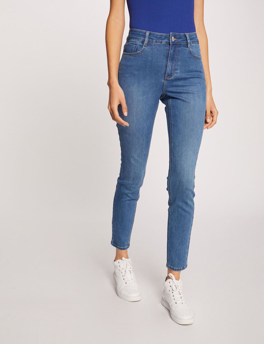 Jeans slim taille haute 7/8&egrave;me jean stone femme