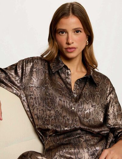 satijnen python blouse meerkleurig vrouw Satijnen python blouse meerkleurig vrouw