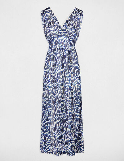 Robe longue cintrée imprimée multico femme