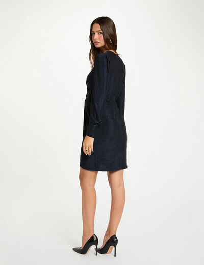 Gedrapeerde jurk met metallic draad marineblauw vrouw