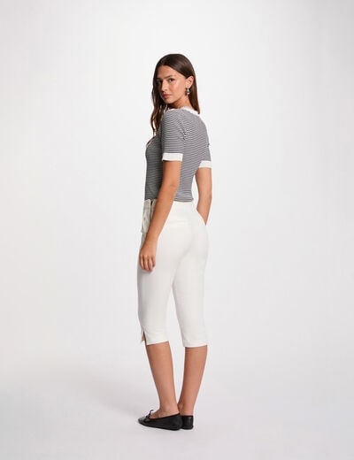 Pantacourt slim blanc femme