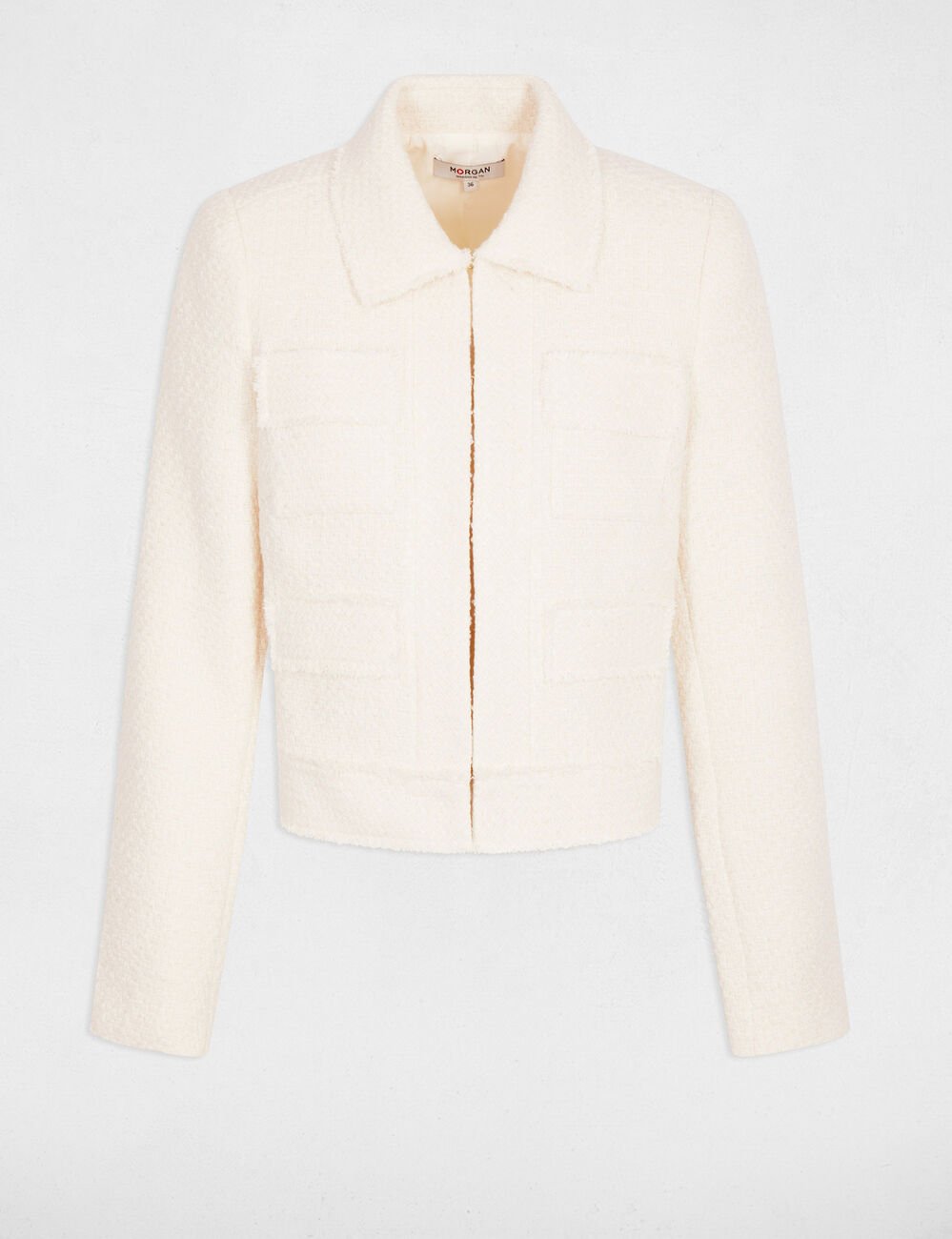 Getailleerd cropped jasje ivoor vrouw