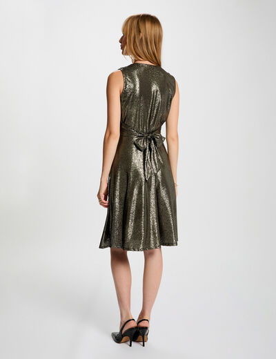 robe sans manches col v jaune or femme Robe sans manches col v jaune or femme