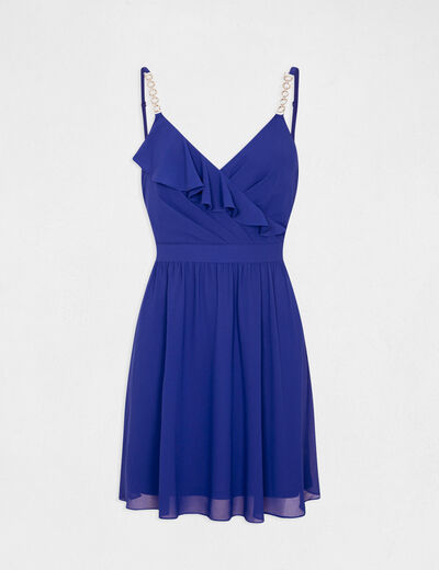 Skaterjurk met overslagkraag bleu electrique vrouw