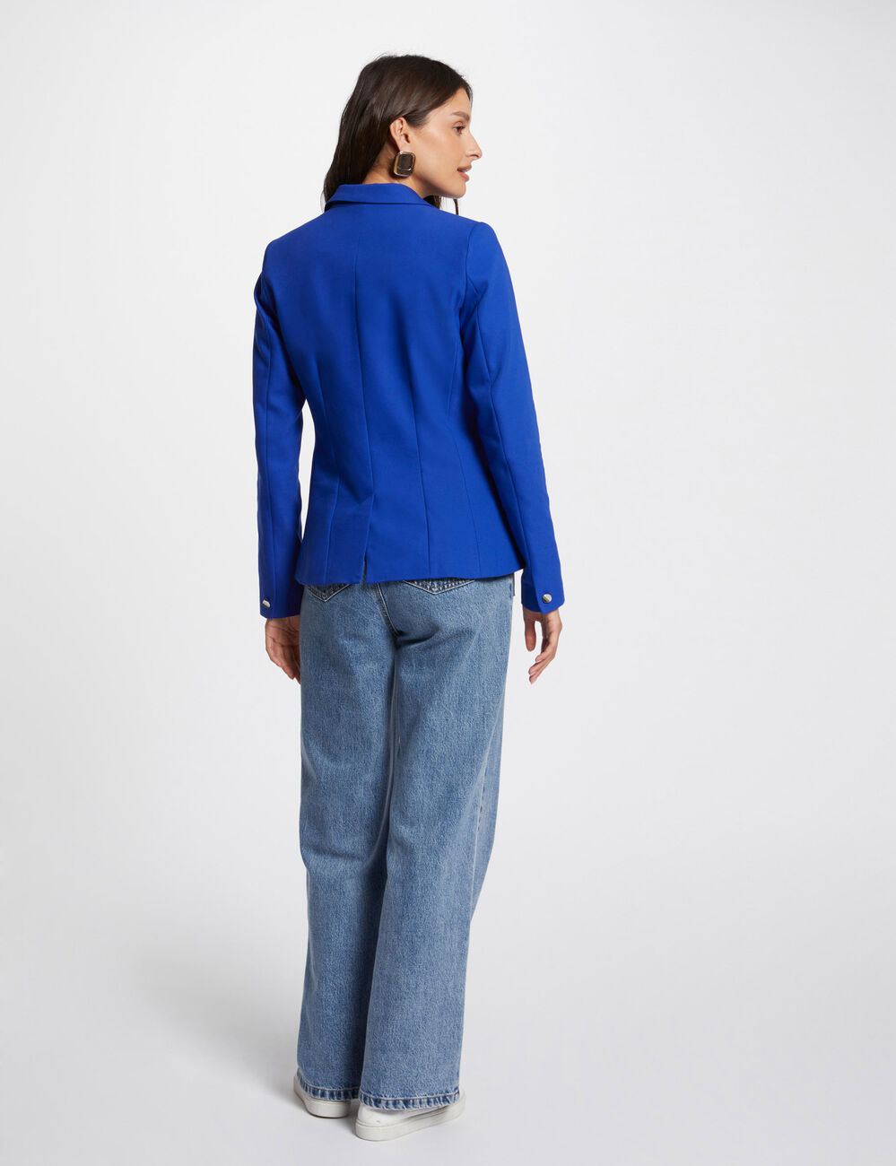 Blazer double boutonnage bleu electrique femme