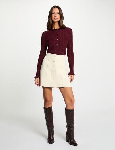 Jupe courte ajust&eacute;e creme femme