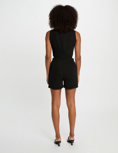 Korte mouwloze jumpsuit zwart vrouw