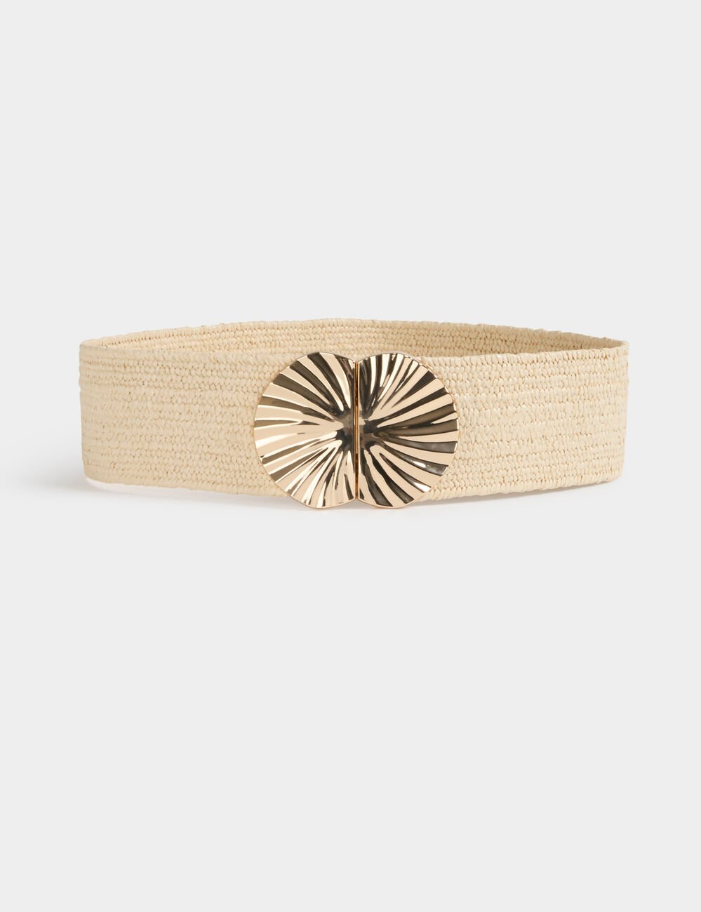 Brede elastische riem beige vrouw