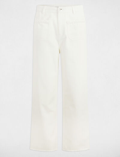Flared jeans met hoge taille helder wit vrouw