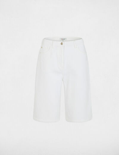 Hoge taille wijde short helder wit vrouw